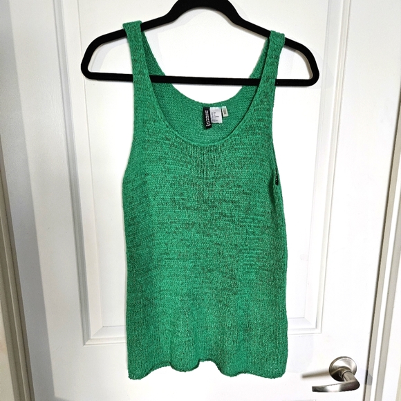 H & M Light Knit Grern Crochet Tank Top Sz 8 - Picture 1 of 6